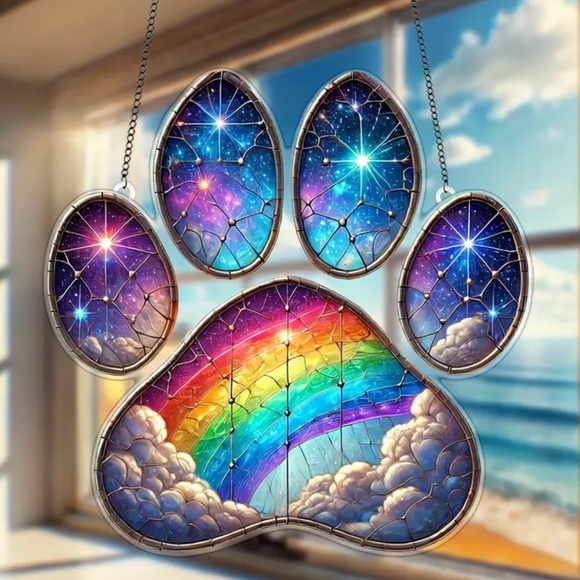 🎉Host Pick🎉 NEW! 8” Pet Rainbow Bridge Memorial Paw Print Sun Catcher! - Picture 2 of 3